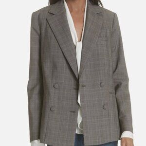 FRAME Plaid Double Breasted Wool Blazer Jacket Size 0 NWOT